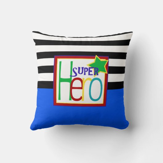Super Hero Pillow | Blauw, zwart, rood, groen Kussen (Achterkant)