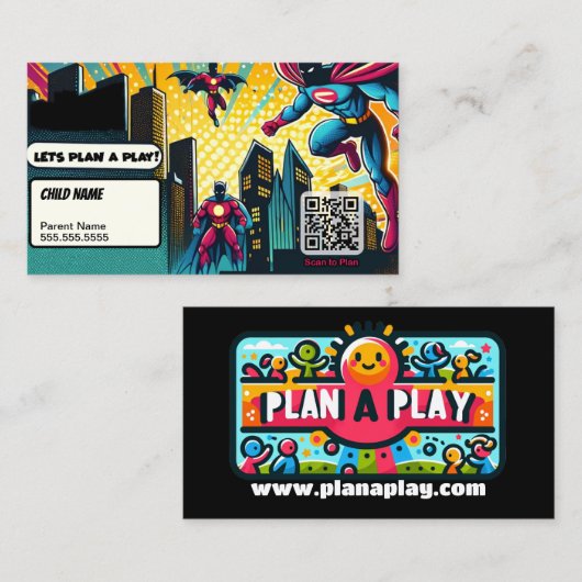Super Hero Plan-a-Play Kaart Contactkaartje (Voorkant / Achterkant)