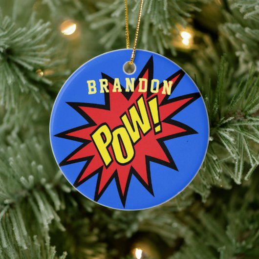 Super Hero Pow Aangepaste kleur Aangepast Keramisch Ornament (Boom)