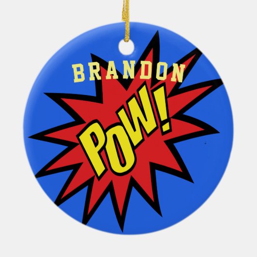 Super Hero Pow Aangepaste kleur Aangepast Keramisch Ornament (Achterkant)