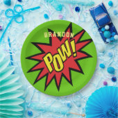 Super Hero Pow Aangepaste kleur Aangepast Papieren Bordje (Feest)
