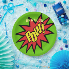 Super Hero Pow Aangepaste kleur Aangepast Papieren Bordje