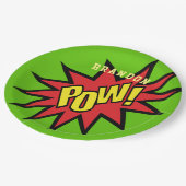 Super Hero Pow Aangepaste kleur Aangepast Papieren Bordje (Gekanteld)