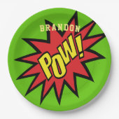 Super Hero Pow Aangepaste kleur Aangepast Papieren Bordje (Voorkant)
