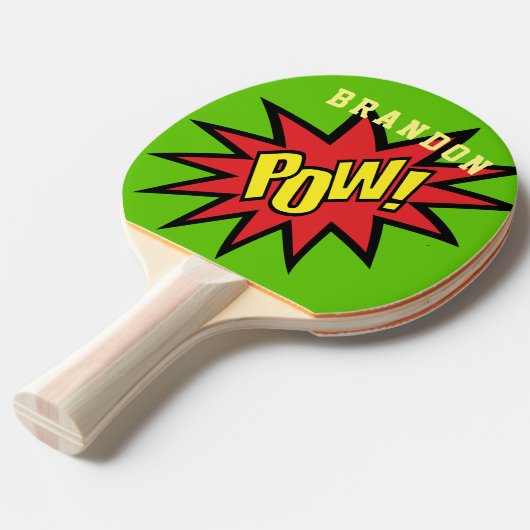 Super Hero Pow Aangepaste kleur Aangepast Tafeltennisbatje (Voorkant Gekanteld)