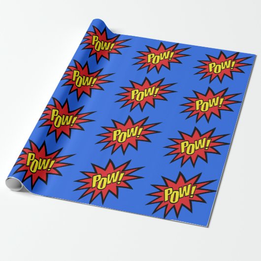 Super Hero Pow - Aangepaste kleur Cadeaupapier (Uitgerold)