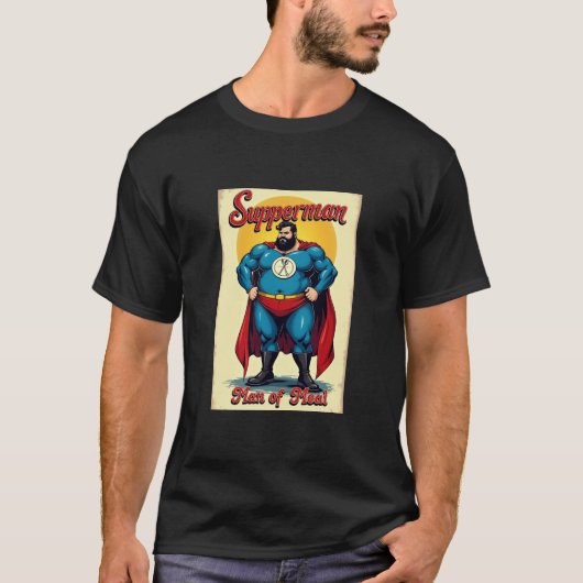Super Hero Superman Man van Meal Funny Novelty T-shirt (Voorkant)