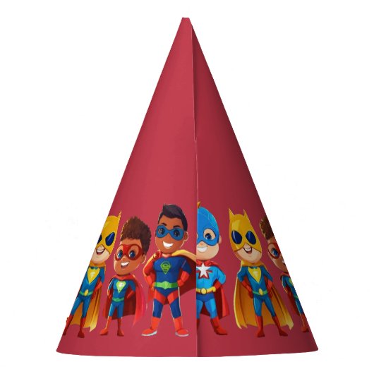 Super Hero Verjaardag Feesthoedjes (Achterkant)