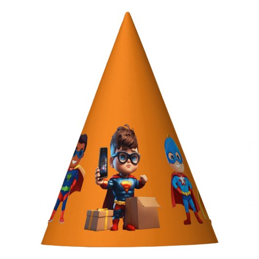 Super Hero Verjaardag Feesthoedjes (Voorkant)
