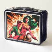 Super Hero Woman op motorfiets (Voorkant)