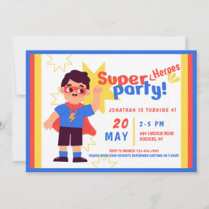 Super Heroes Birthday Party Kaart
