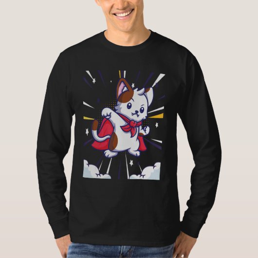 Super Heroes Cat in Cape T-shirt (Voorkant)