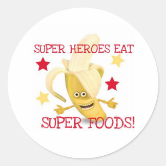 Super Heroes EAT Super Foods Ronde Sticker