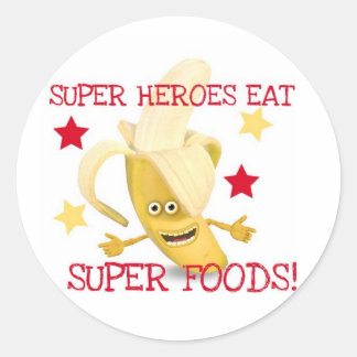 Super Heroes EAT Super Foods Ronde Sticker