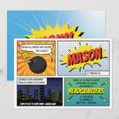 Super Heroes en Villains Kind Birthday Party Kaart (Voorkant / Achterkant)