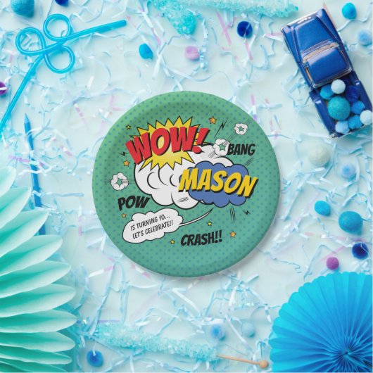 Super Heroes en Villains Kind Birthday Party Papieren Bordje (Feest)