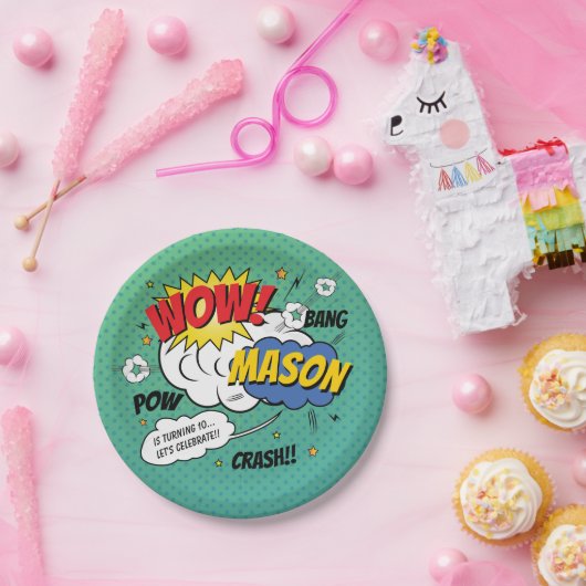 Super Heroes en Villains Kind Birthday Party Papieren Bordje (Feest)