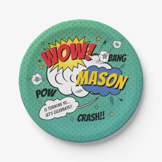 Super Heroes en Villains Kind Birthday Party Papieren Bordje (Voorkant)