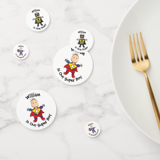 Super Heroes Super Boy Eerste Verjaardag Feesttafe Confetti (Groep)