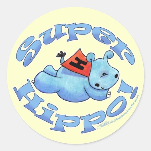 Super Hippo Ronde Sticker (Voorkant)