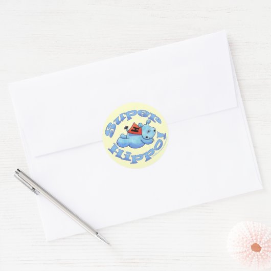 Super Hippo Ronde Sticker (Envelop)