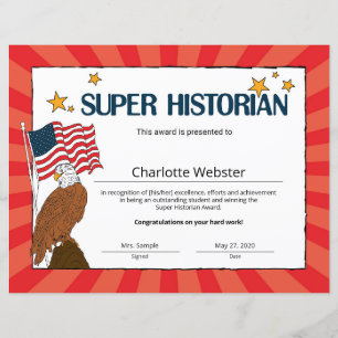 Super Historian Student Recognition-certificaten