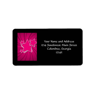 Super Hot Pink Stars en Swirl Background Etiket
