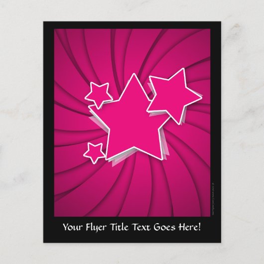 Super Hot Pink Stars en Swirl Background Flyer (Voorkant)