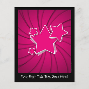 Super Hot Pink Stars en Swirl Background Flyer