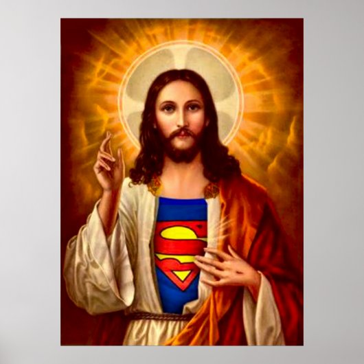 Super Jesus Oil Painting Print Poster (Voorkant)