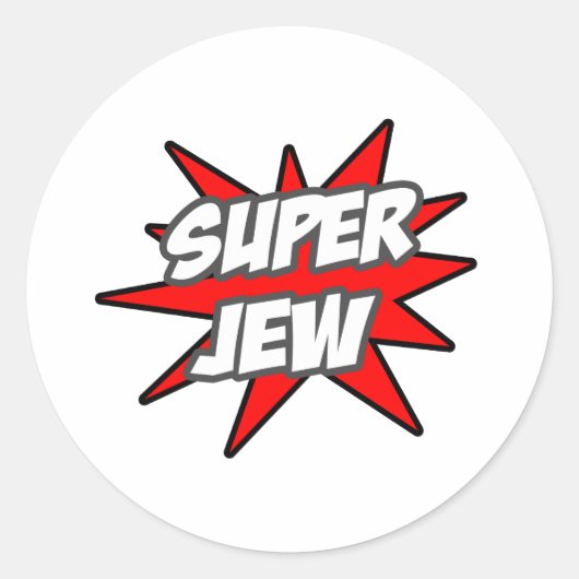 Super Jew Ronde Sticker (Voorkant)