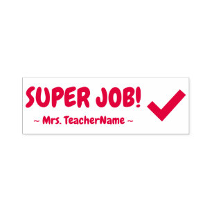 "SUPER JOB!" Schoolleraar Rubber Stamp Zelfinktende Stempel