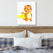Super Kat Cartoon Canvas Afdruk (Insitu (Slaapkamer))
