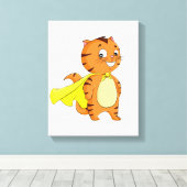 Super Kat Cartoon Canvas Afdruk (Insitu (Houten vloer))