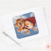 Super Kat Vierkante Sticker (Envelop)