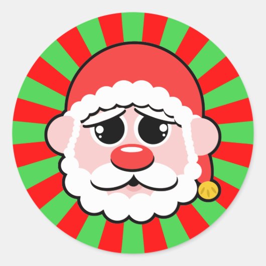 Super Kawaii Santa Ronde Sticker (Voorkant)