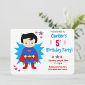 Super Kid - Jongens Verjaardagsfeest Uitnodiging (Staand voorkant)