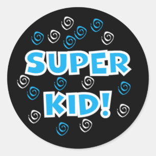 Super Kind Blauwe en Zwarte Stickers