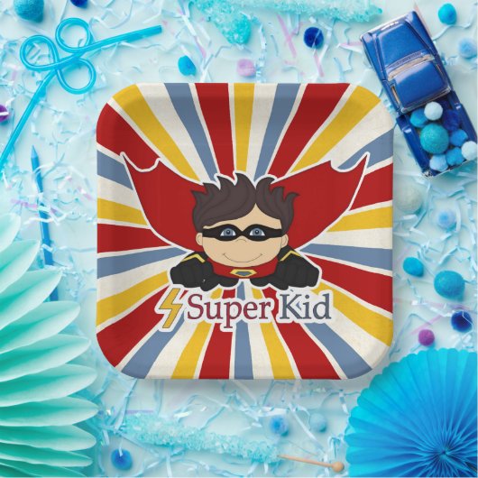 Super Kind Boy's Superheld Thema Party Papieren Bordje (Feest)