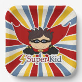 Super Kind Boy's Superheld Thema Party Papieren Bordje (Voorkant)