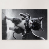 Super kitten bevoegdheden in zwart en wit legpuzzel (Horizontaal)