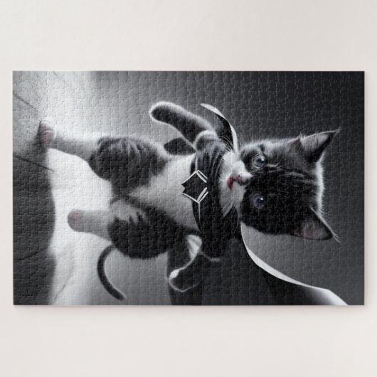 Super kitten bevoegdheden in zwart en wit legpuzzel (Horizontaal)