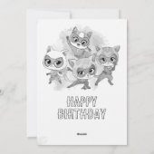 Super Kitties Birthday Invitation Template: Girl Feestdagenkaart (Achterkant)