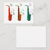 Super kleurrijke saxofoons jazz Flat Note Kaart Notitiekaartje (Voorkant / Achterkant)