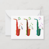 Super kleurrijke saxofoons jazz Flat Note Kaart Notitiekaartje (Voorkant)