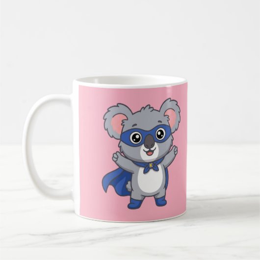 Super Koala Held Cute Kinderen Superheld Roze Mok (Links)