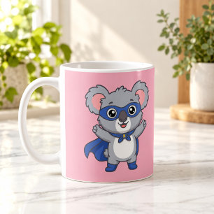 Super Koala Held Cute Kinderen Superheld Roze Mok