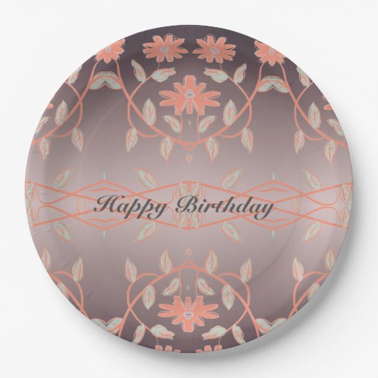 Super  koraalbloem papieren bordje (Voorkant)