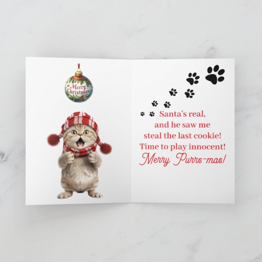 Super Kute Kerstkaart met Kat Kaart (Binnen)