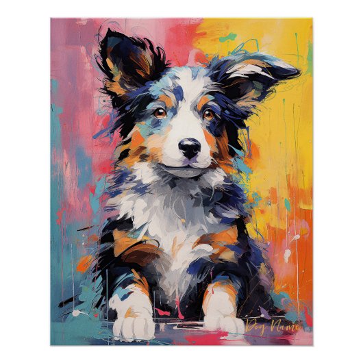 Super Leuke Border Collie Hond Puppy 003 - Xeno Lu Perfect Poster (Voorkant)